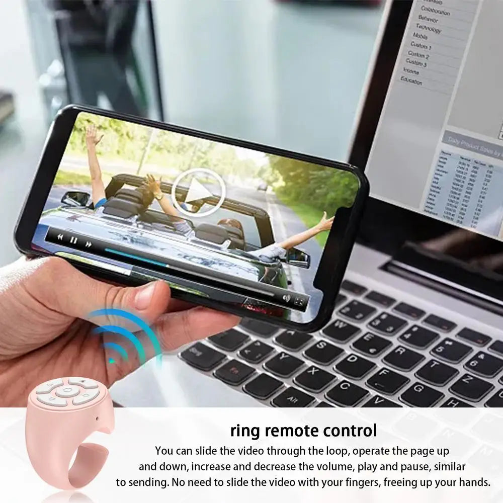 Finger Remote Control Scrolling Ring Tiktoks Remote Mobile Phone Video Remote Control Selfie Stick Camera Bluetoothcompatible 