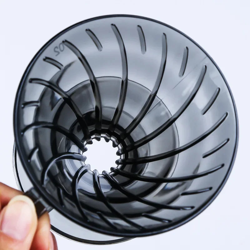 Coffee Dripper Plastic Coffee Filter Cup V shaped 60 Coffee Funnel Spiral Hand Filter Cup Coffee Hand Drip 01/02 Dripper 1-4Cups