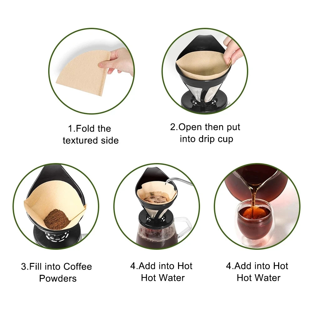 50/100Pcs Wooden Original Hand Drip Paper Coffee Filter Espresso Coffee Filters for V-60 Dripper Filters Paper