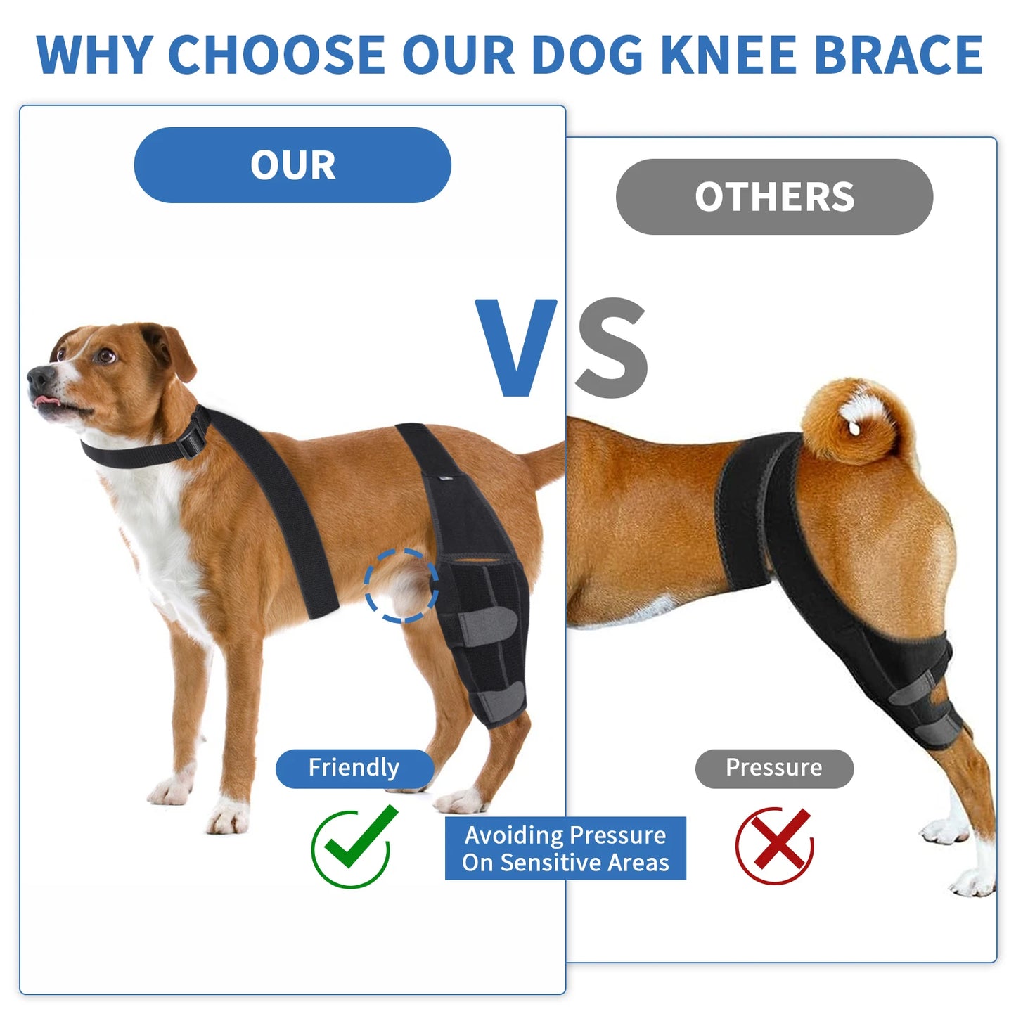 Adjustable Dog Knee Brace Straps Protection Pads, Leg Joint Wrap Supports, Pet Legs Support, Dog Accessories