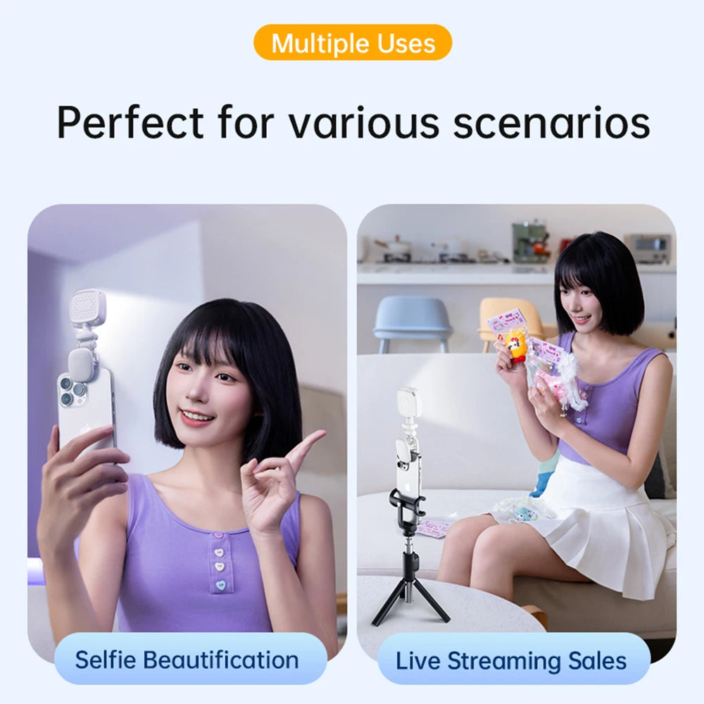 Portable LED Selfie Light Camera Mini Fill Light Rechargeable Phone Night Lights USB Clamp Lamp For Laptop Tablet TikTok Video