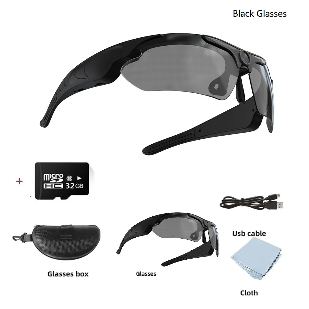 HD 1080P Glasses Mini Camera Outdoor Bicycle Motorcycle Security Protection Sunglasses Video Camera Polarized Lens Sports Cam