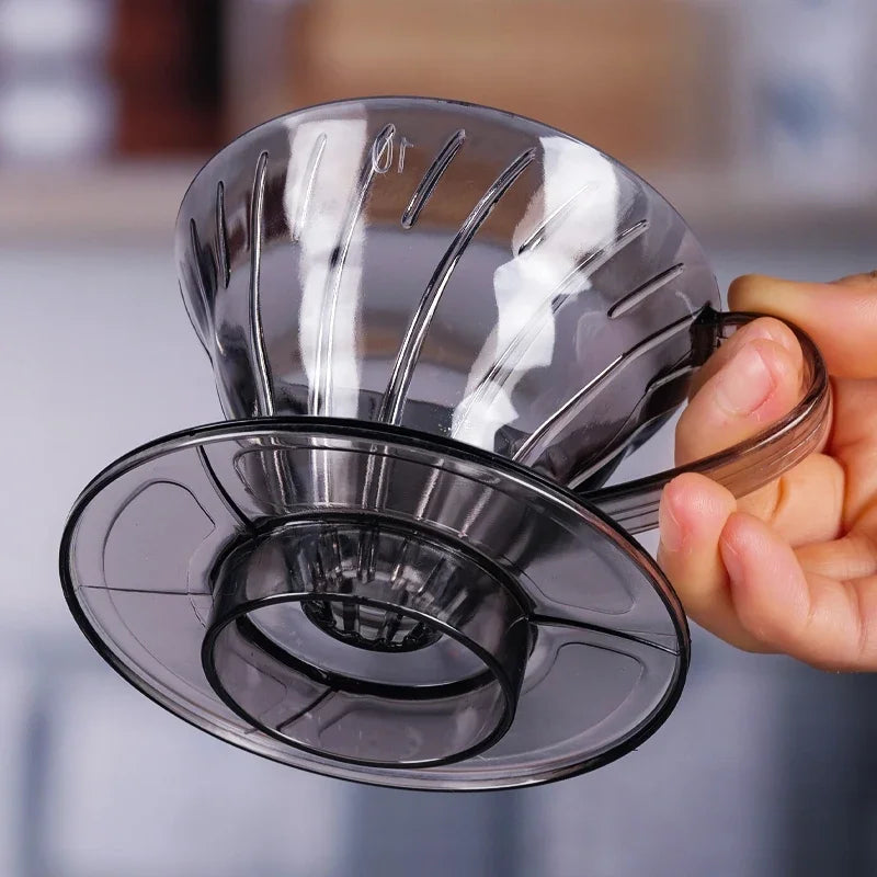 Coffee Dripper Plastic Coffee Filter Cup V shaped 60 Coffee Funnel Spiral Hand Filter Cup Coffee Hand Drip 01/02 Dripper 1-4Cups