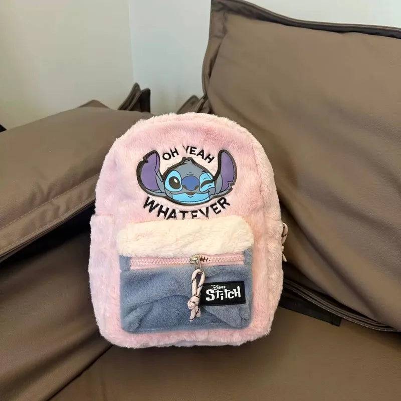 Disney New Cartoon Stitch Plush Children's School Bag Kindergarten Cute Fashion Color Blocking Backpack