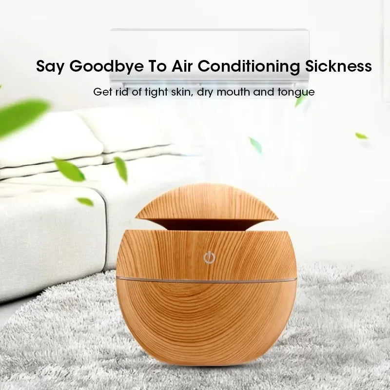 Mini Imitation Wood Sonic Humidifier USB Aromatherapy Essential Oil Diffuser Home Air Humidifier Desktop Woodgrain Humidifier