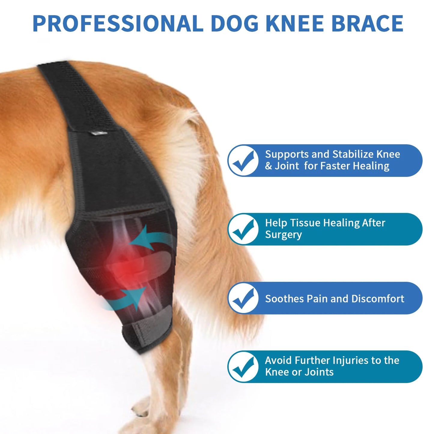 Adjustable Dog Knee Brace Straps Protection Pads, Leg Joint Wrap Supports, Pet Legs Support, Dog Accessories