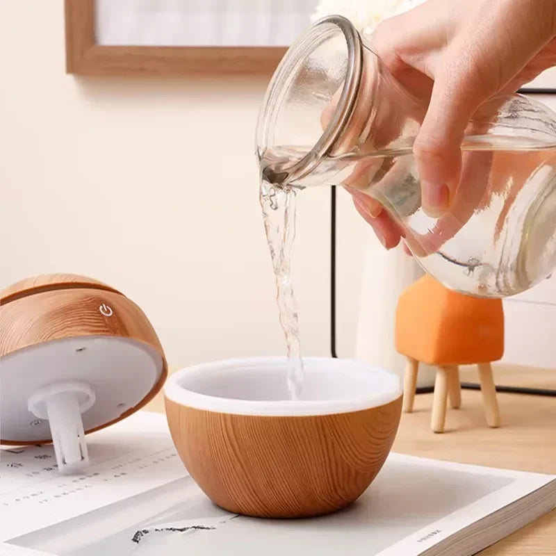 Mini Imitation Wood Sonic Humidifier USB Aromatherapy Essential Oil Diffuser Home Air Humidifier Desktop Woodgrain Humidifier