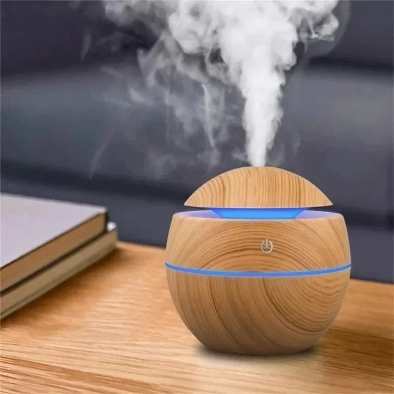 Mini Imitation Wood Sonic Humidifier USB Aromatherapy Essential Oil Diffuser Home Air Humidifier Desktop Woodgrain Humidifier