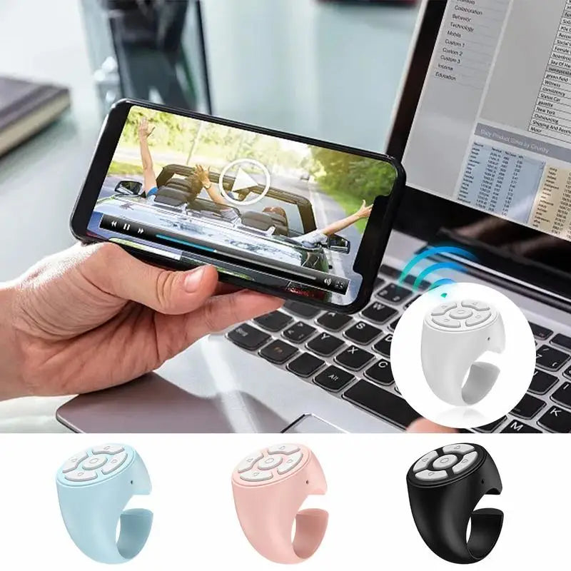 Finger Remote Control Scrolling Ring Tiktoks Remote Mobile Phone Video Remote Control Selfie Stick Camera Bluetoothcompatible ﻿