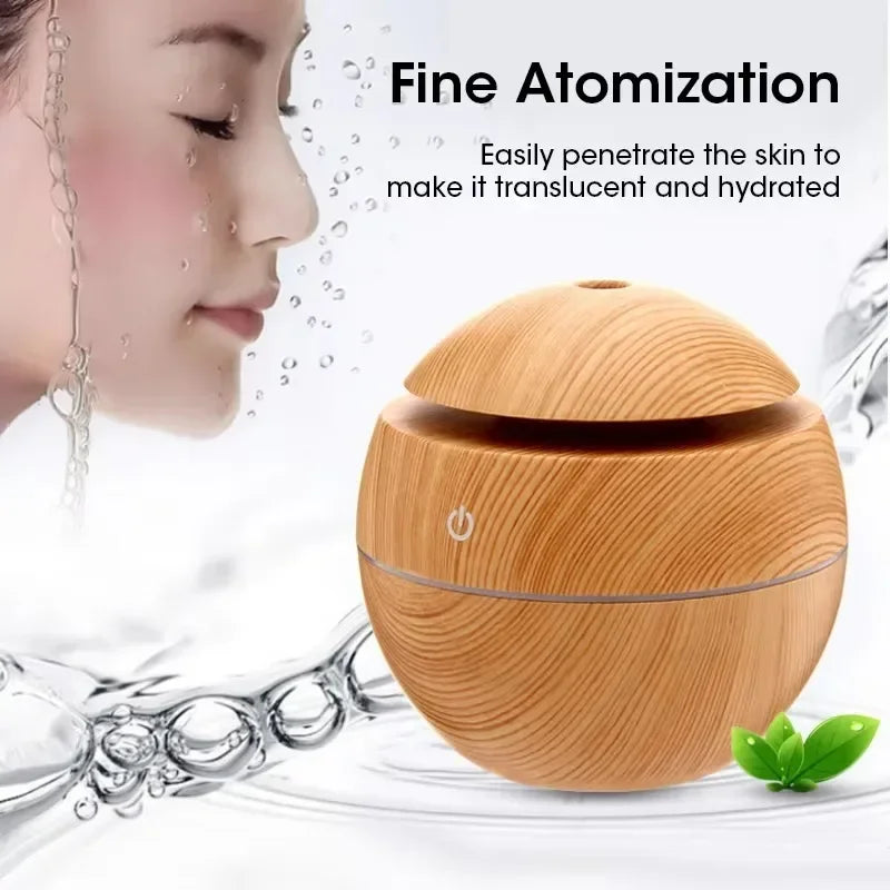 Mini Imitation Wood Sonic Humidifier USB Aromatherapy Essential Oil Diffuser Home Air Humidifier Desktop Woodgrain Humidifier
